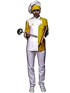 Костюм женский шеф-повара: блуза БП-6-8, брюки БРЖ-1-1, колпак ГУ-23-1