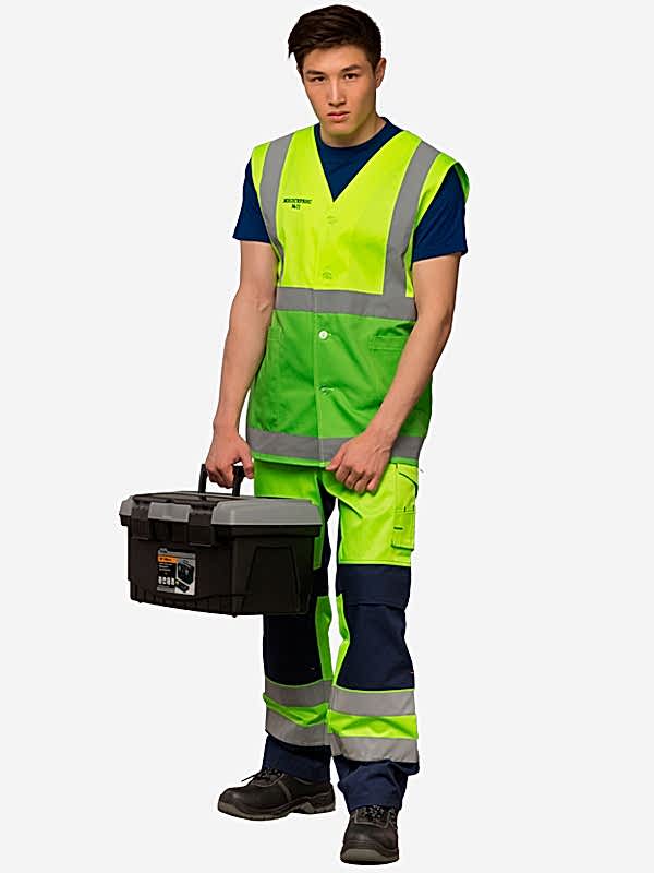 Жилет мужской рабочий сигнальный модель Ж-4-1 - производство Казахстан