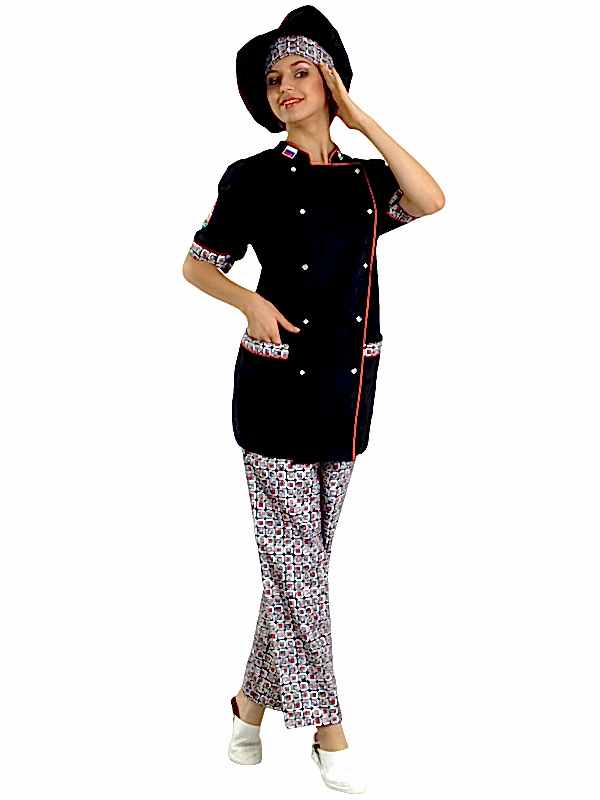 Костюм женский шеф-повара: китель Б-6-9, брюки БРЖ-1-1, головной убор ГУ-23-1