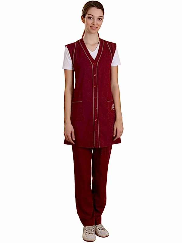 Костюм женский: фартук-сарафан модель СФ-7, брюки модель БРЖ-1-1, футболка женская